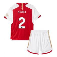 Arsenal William Saliba #2 Hemmaställ Barn 2023-24 Korta ärmar (+ Korta byxor)